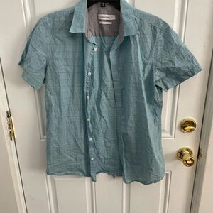 Calvin Klein Men's Short-Sleeve Button-Down Shirt - Teal Plaid